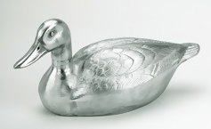 Silver Cast Aluminum Duck